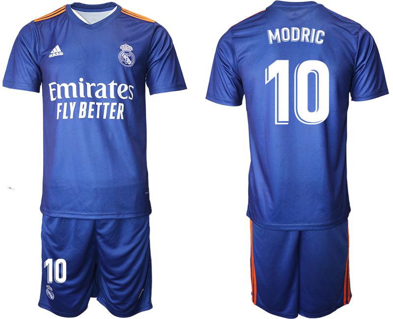 Men 2021-2022 Club Real Madrid away blue #10 Adidas Soccer Jersey->real madrid jersey->Soccer Club Jersey